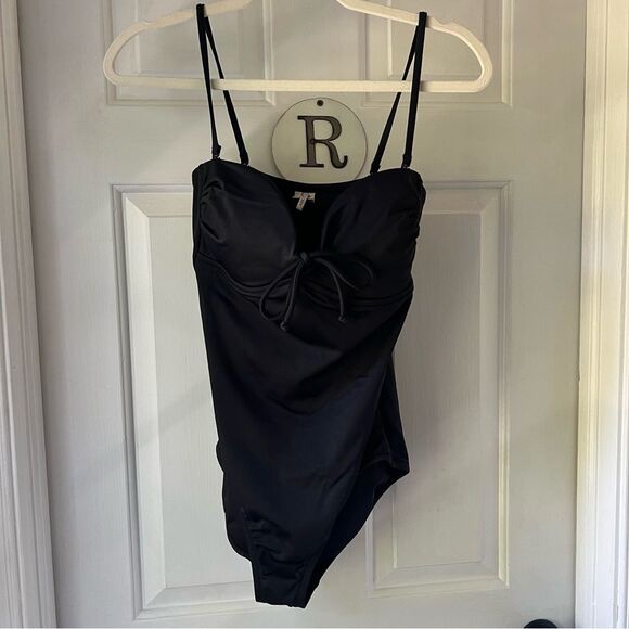 J. Crew Black One Piece Swimsuit w/ center tie | Size 8 - Picture 1 of 5